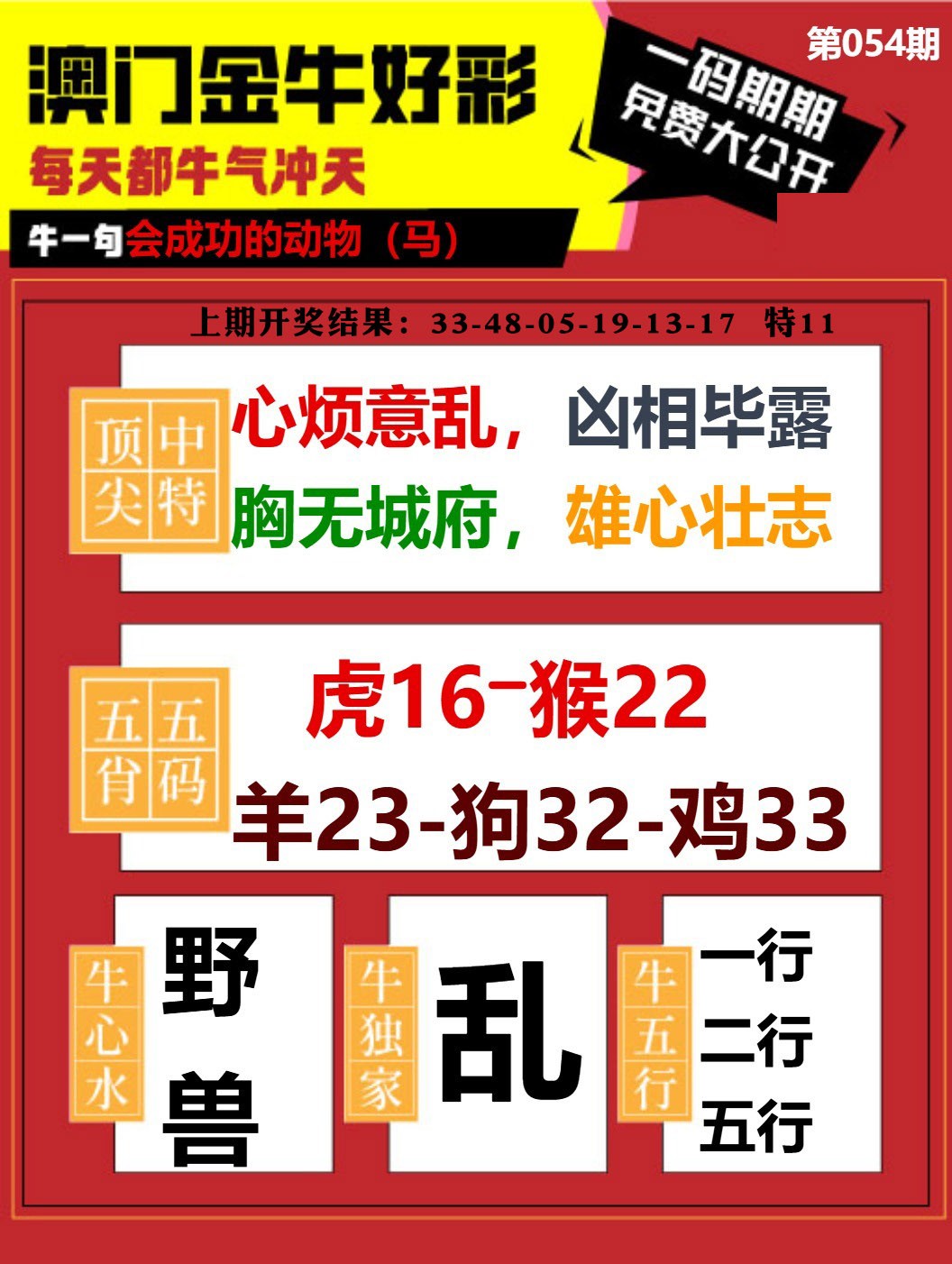 054期金牛好彩[图]