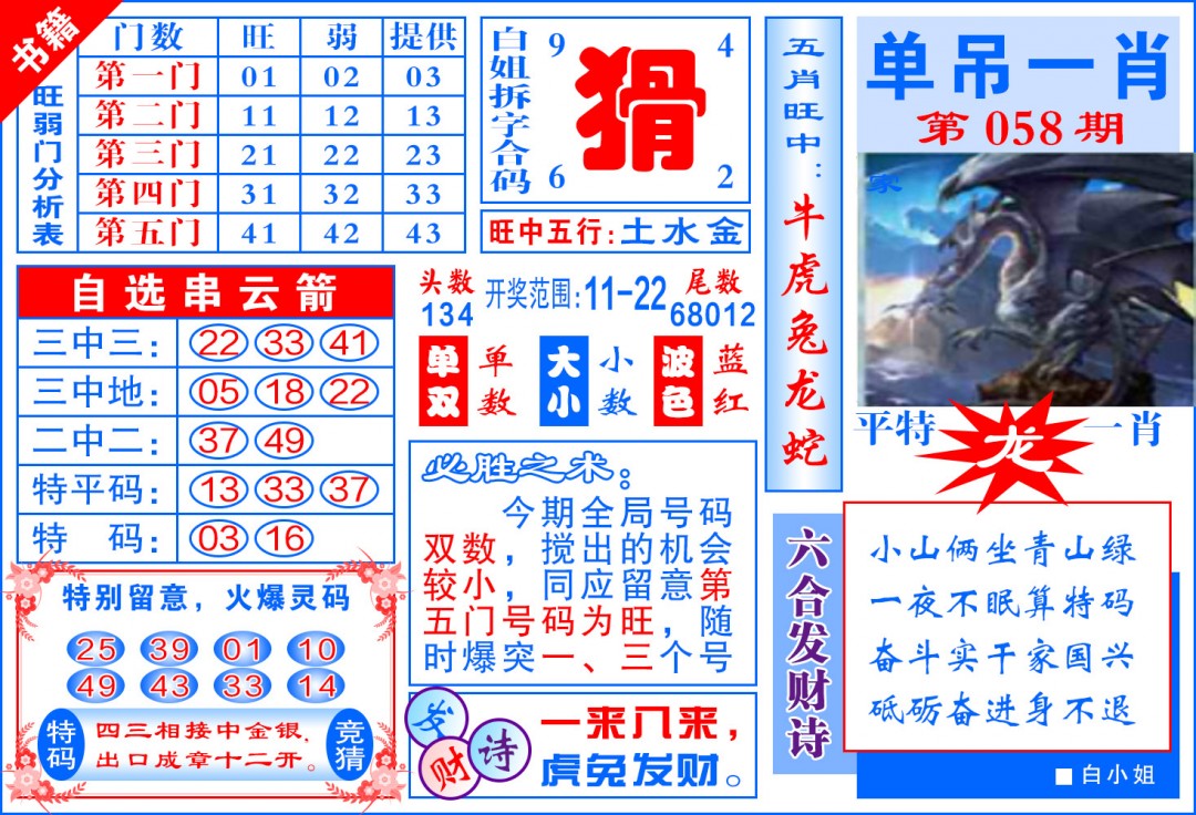 058期澳门单吊一肖[图]