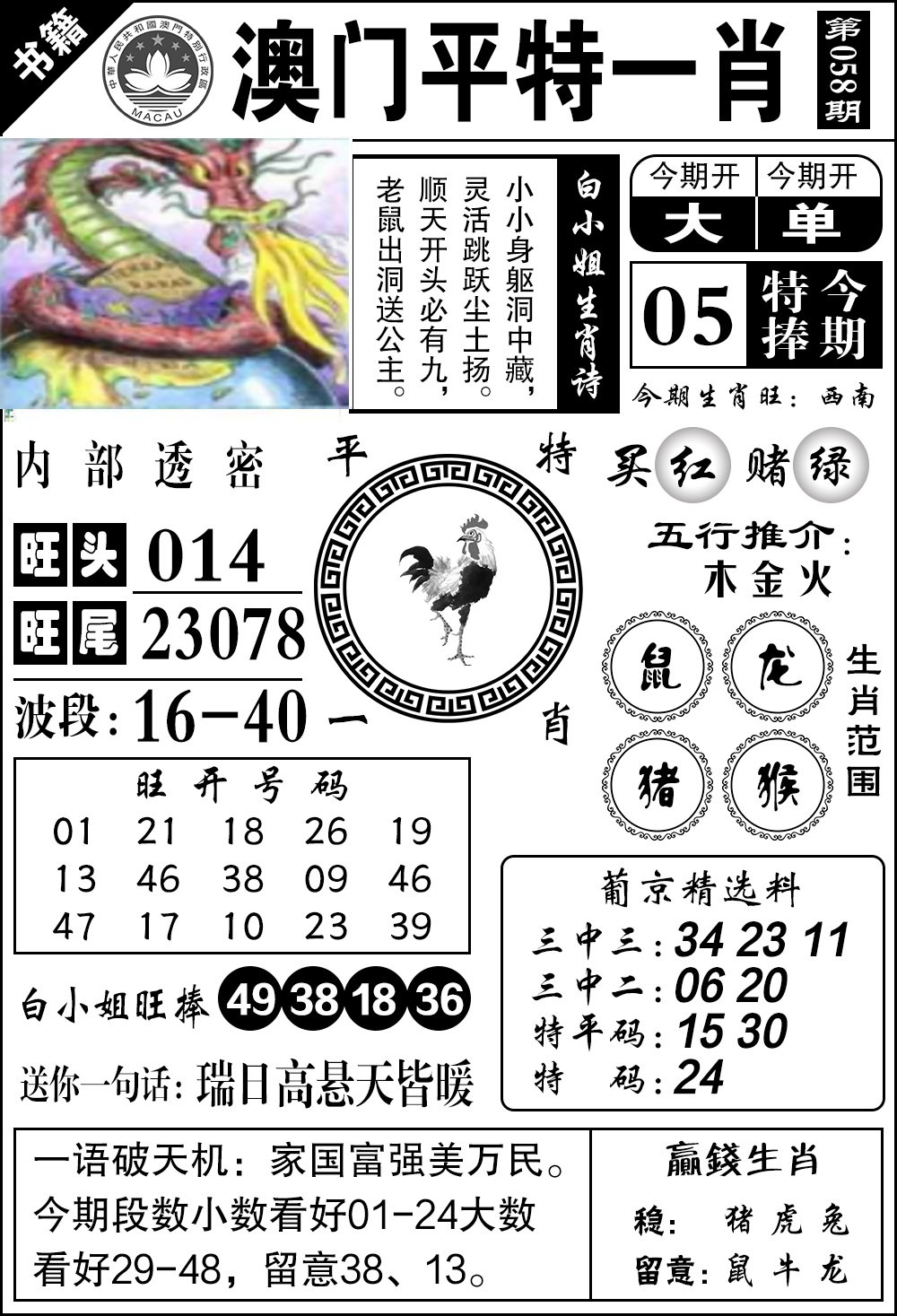 058期澳门内部透密[图]