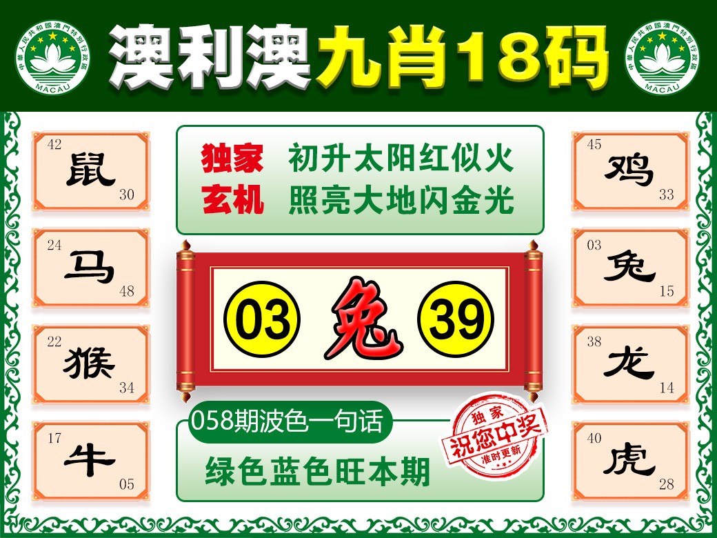 058期澳利澳九肖[图]