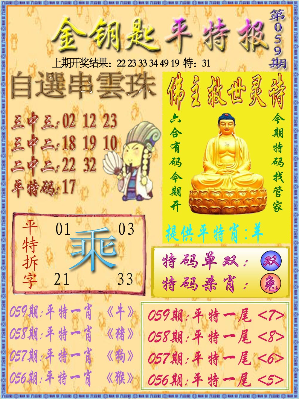 059期金钥匙平特报[图]