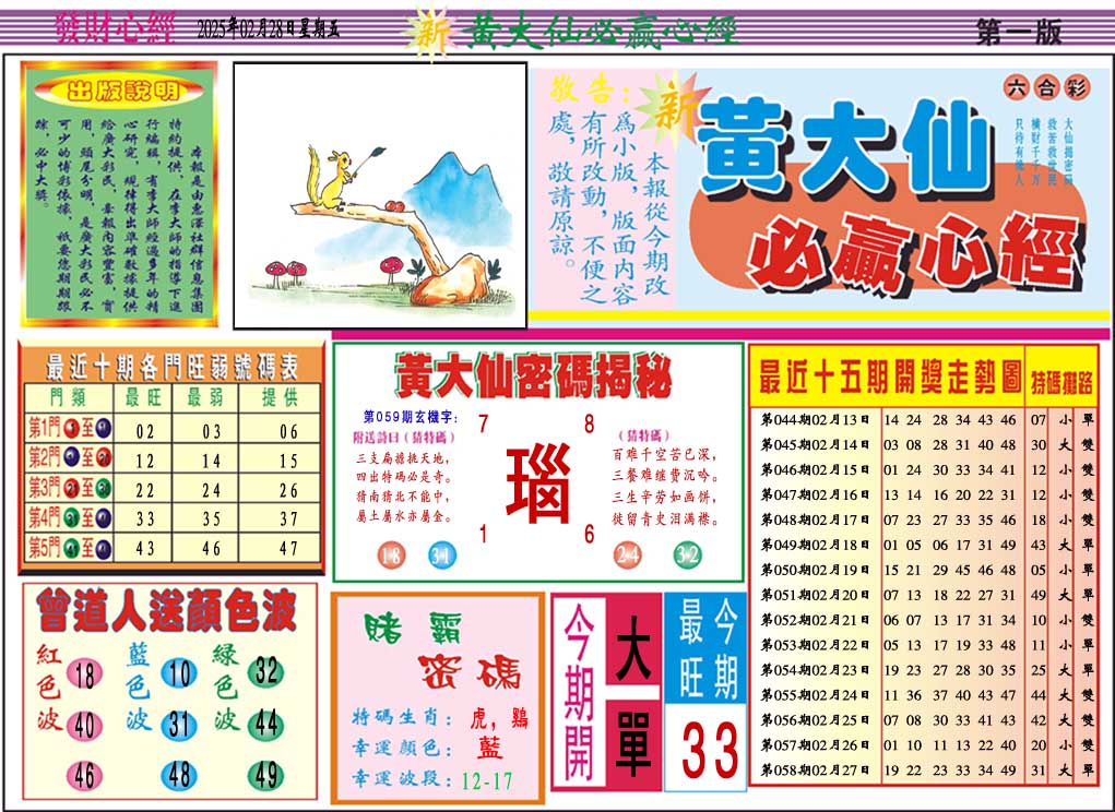 059期黄大仙必赢心经A[图]