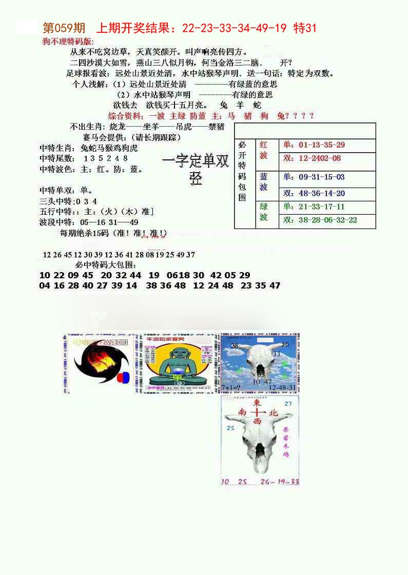 059期狗不理特码报[图]