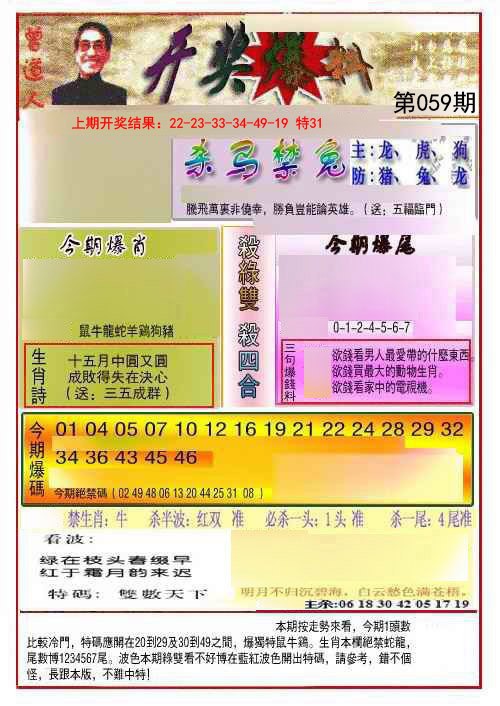 059期开奖爆料(新图推荐)[图]