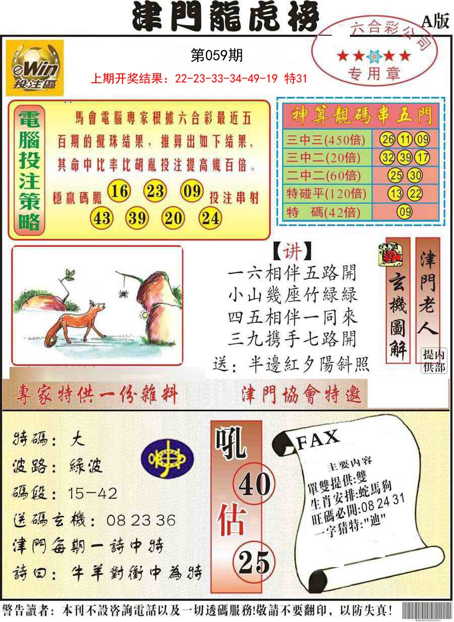059期津门龙虎榜A[图]