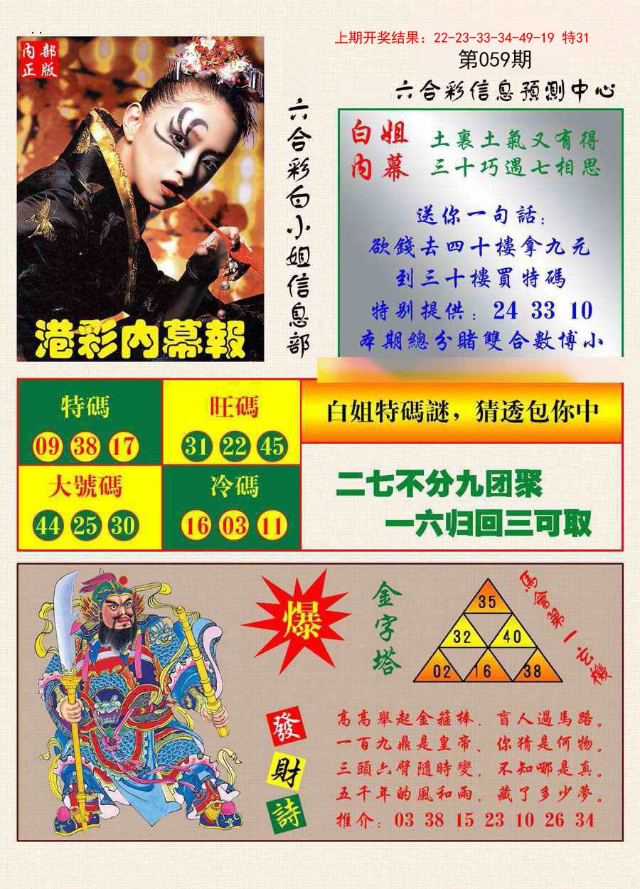 059期港彩内幕报[图]
