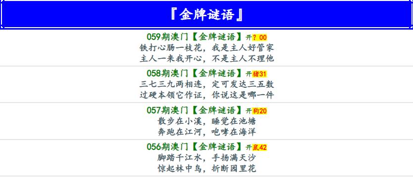 059期金牌谜语[图]