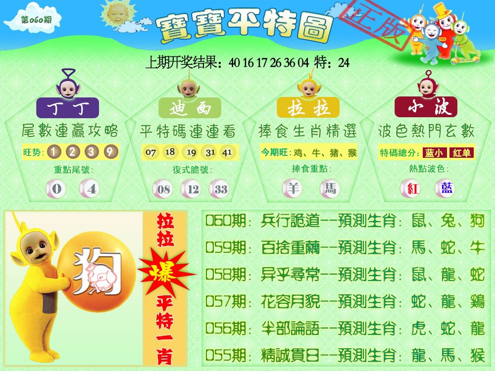 060期天线宝宝平特图[图]