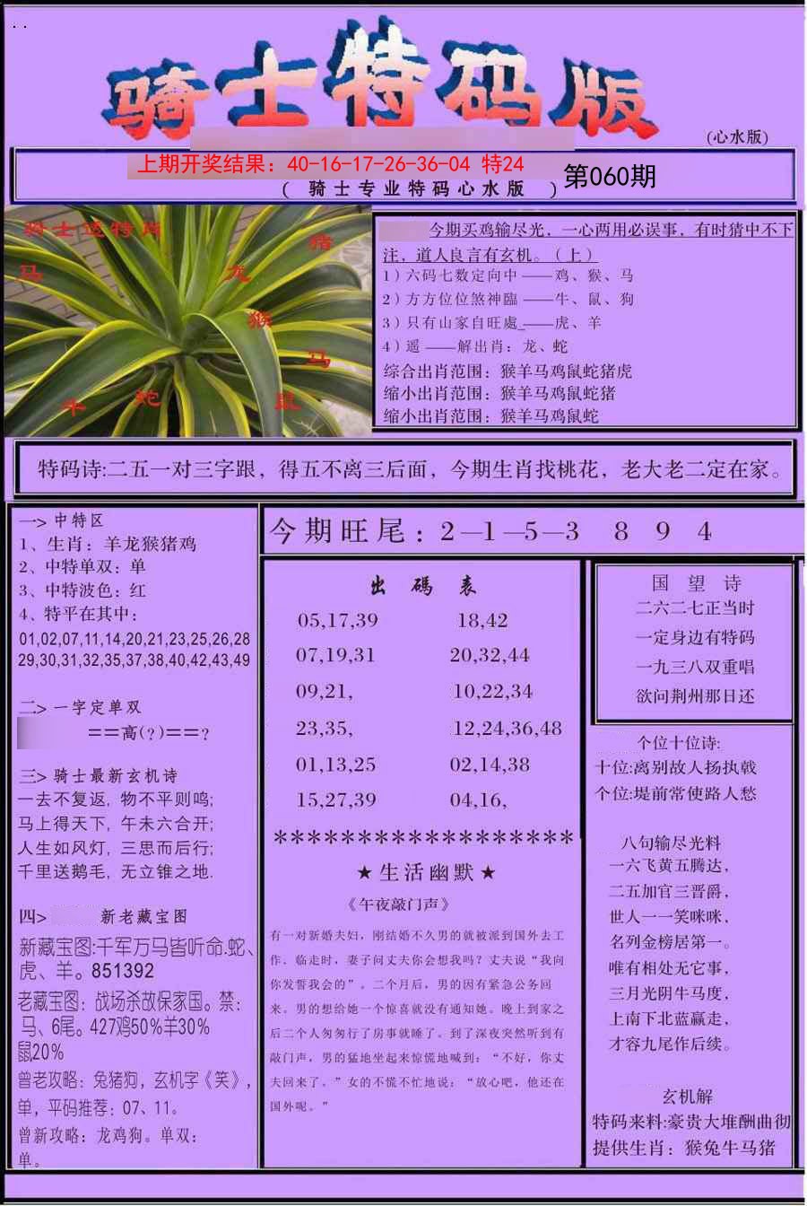 060期骑士特码版[图]