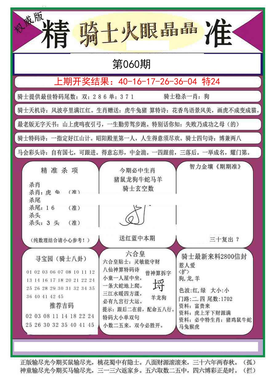 060期骑士火眼晶晶（正）[图]