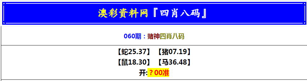 060期赌神四肖八码[图]