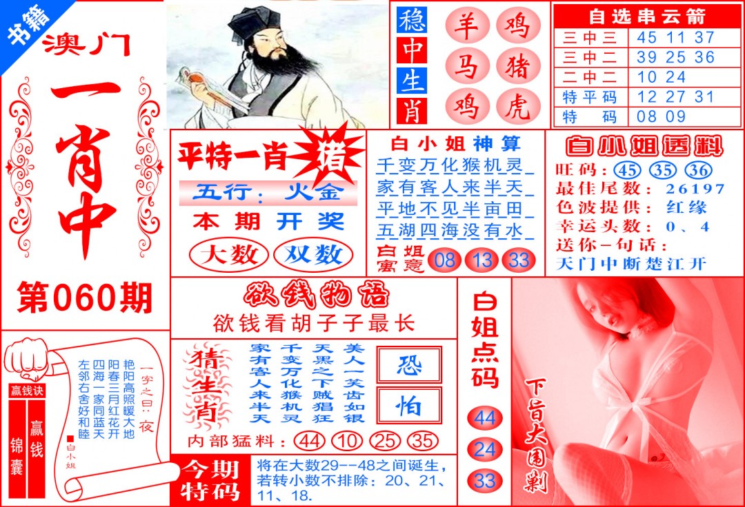 060期澳门锦囊宝典[图]