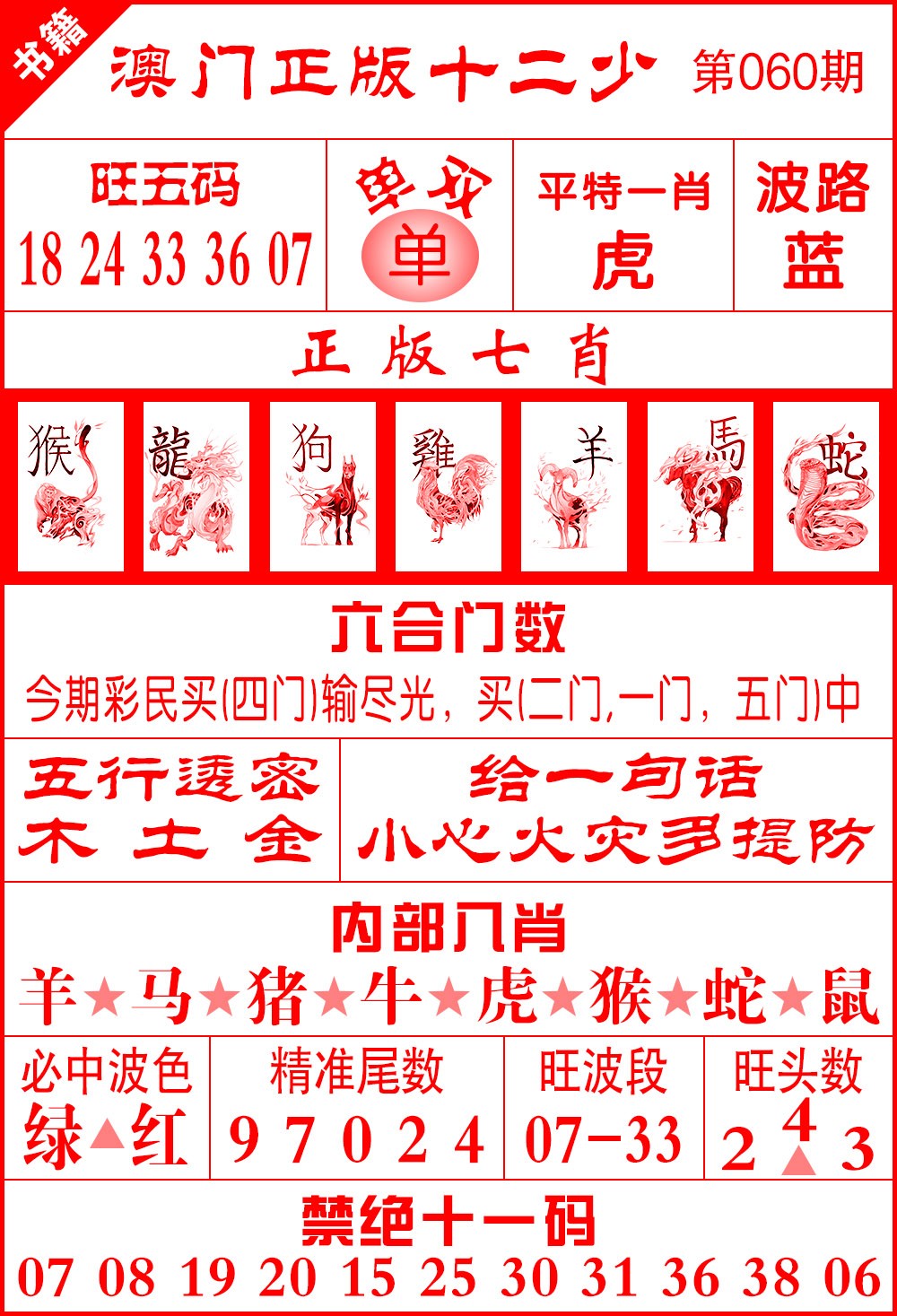 060期澳门十二少[图]