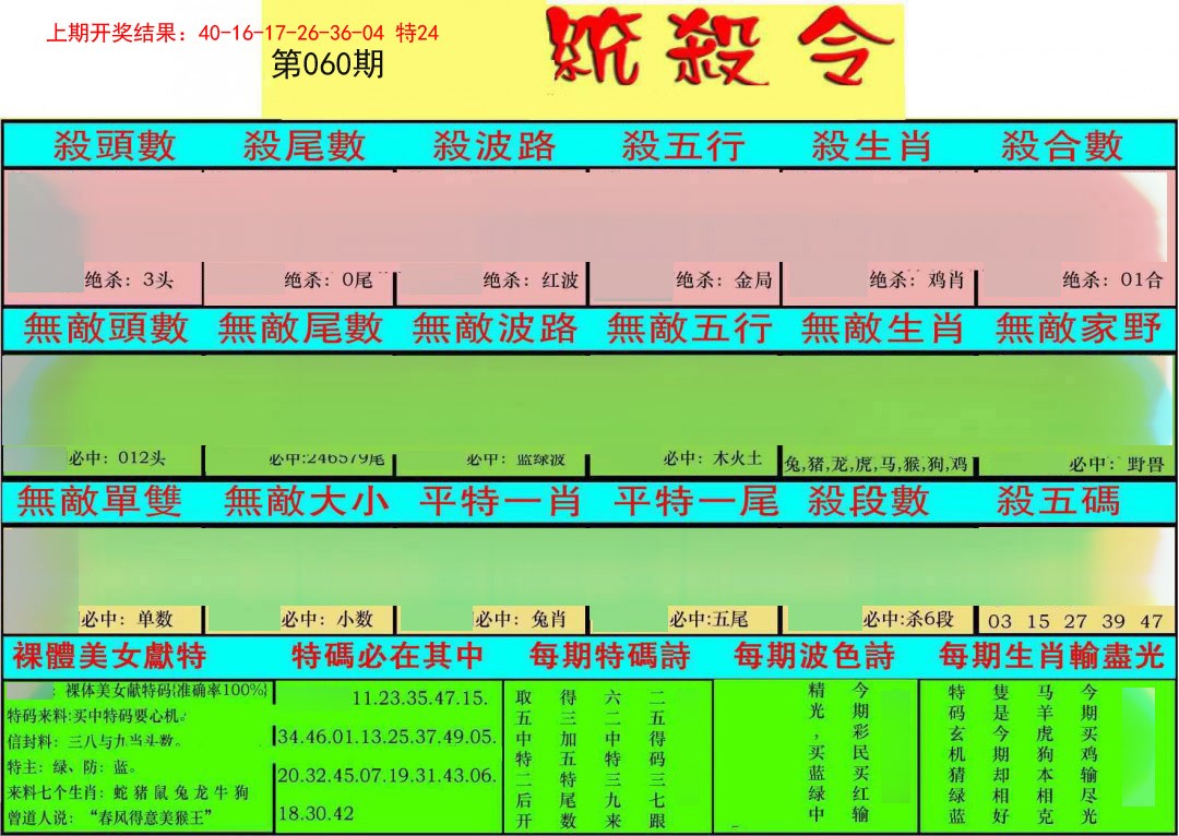 060期统杀令[图]