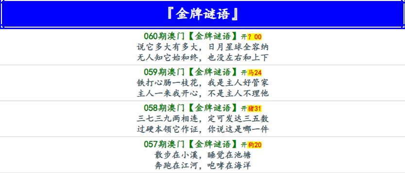 060期金牌谜语[图]