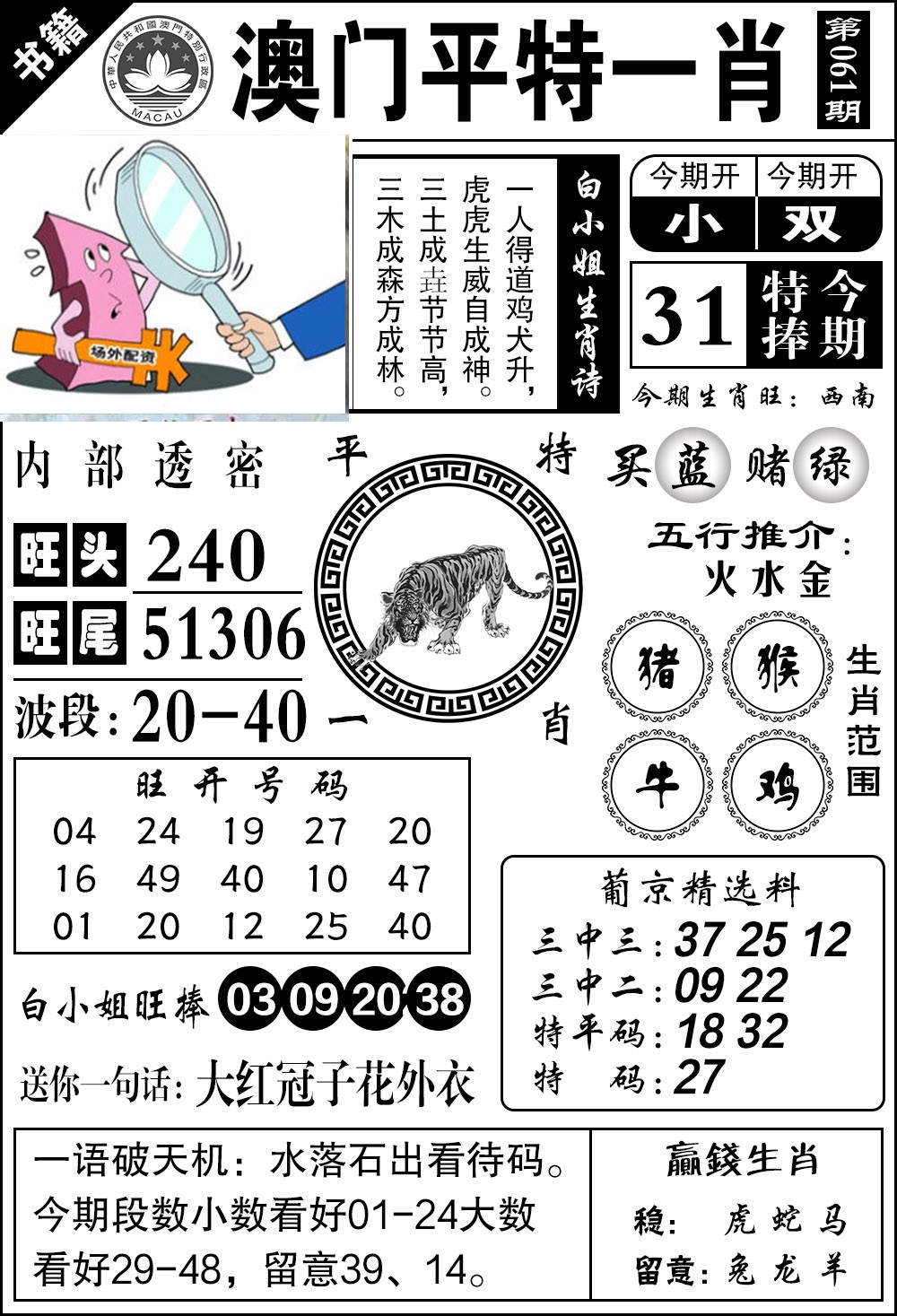 061期澳门内部透密[图]