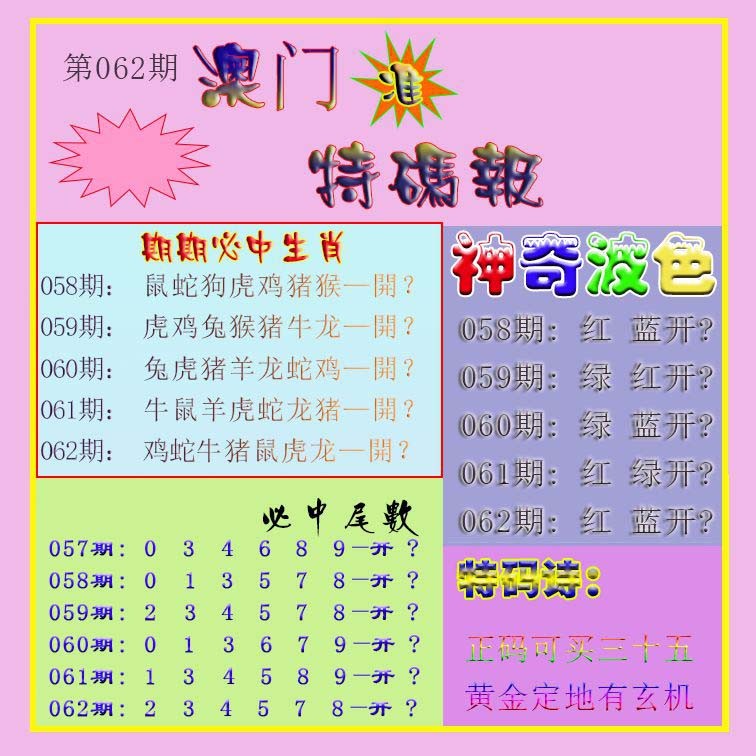 062期生财有道特码报[图]