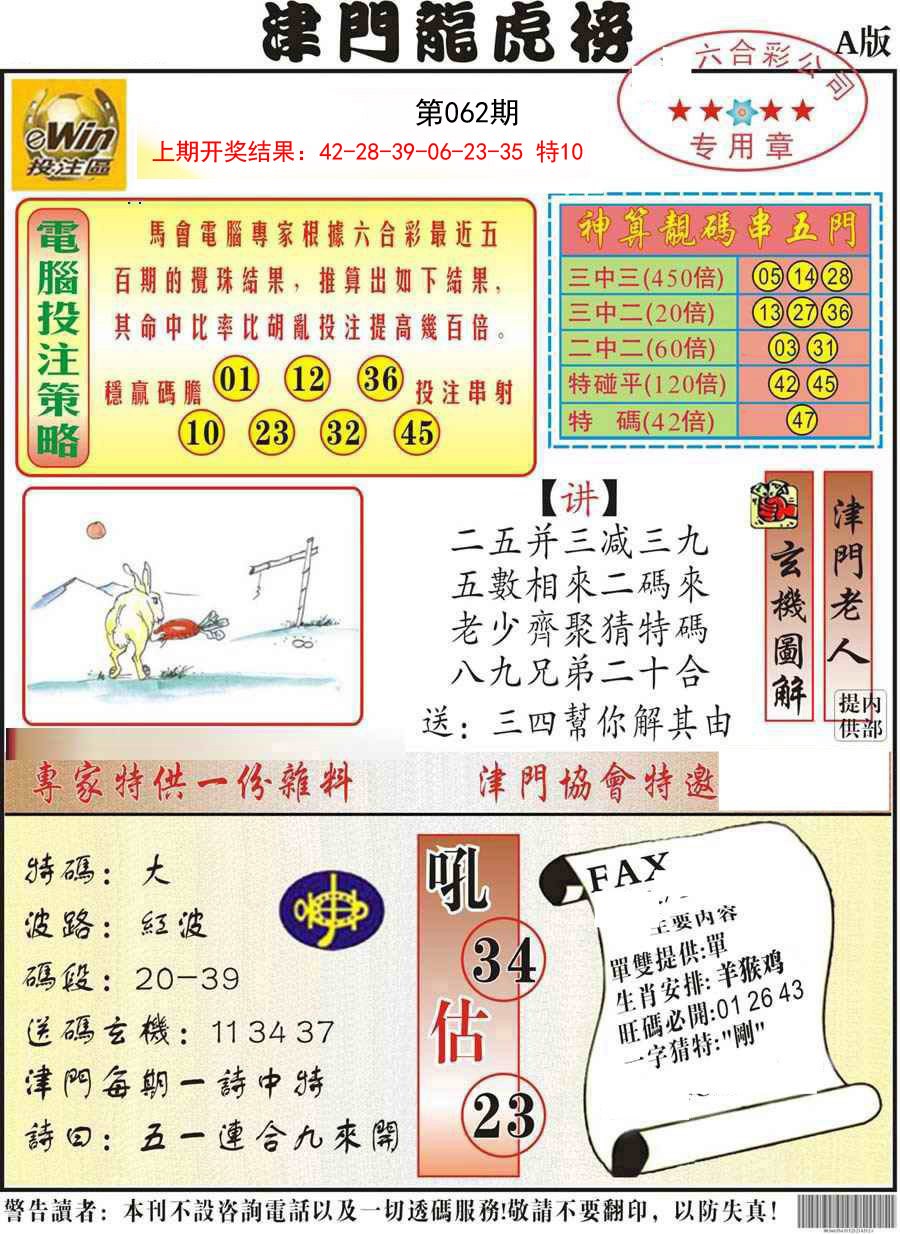 062期津门龙虎榜A[图]