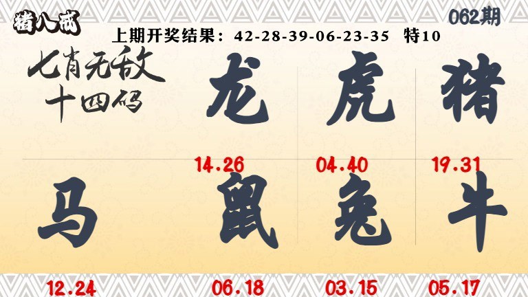 062期七肖无敌14码[图]