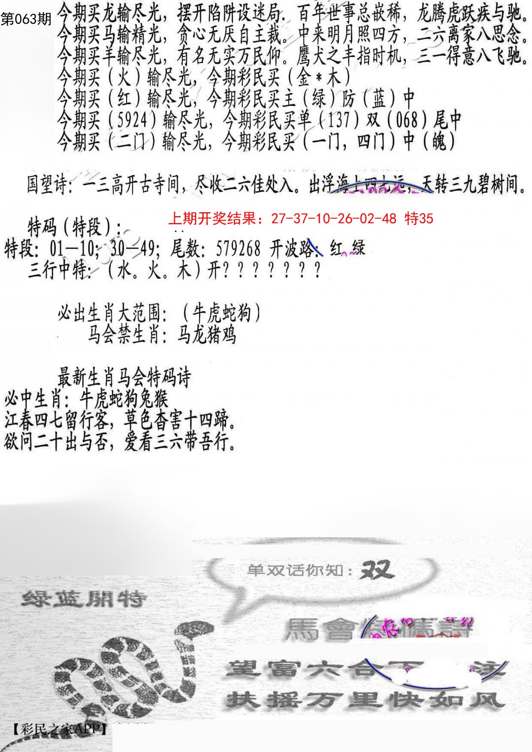 063期蛇报B[图]