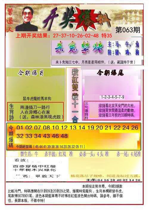 063期开奖爆料(新图推荐)[图]