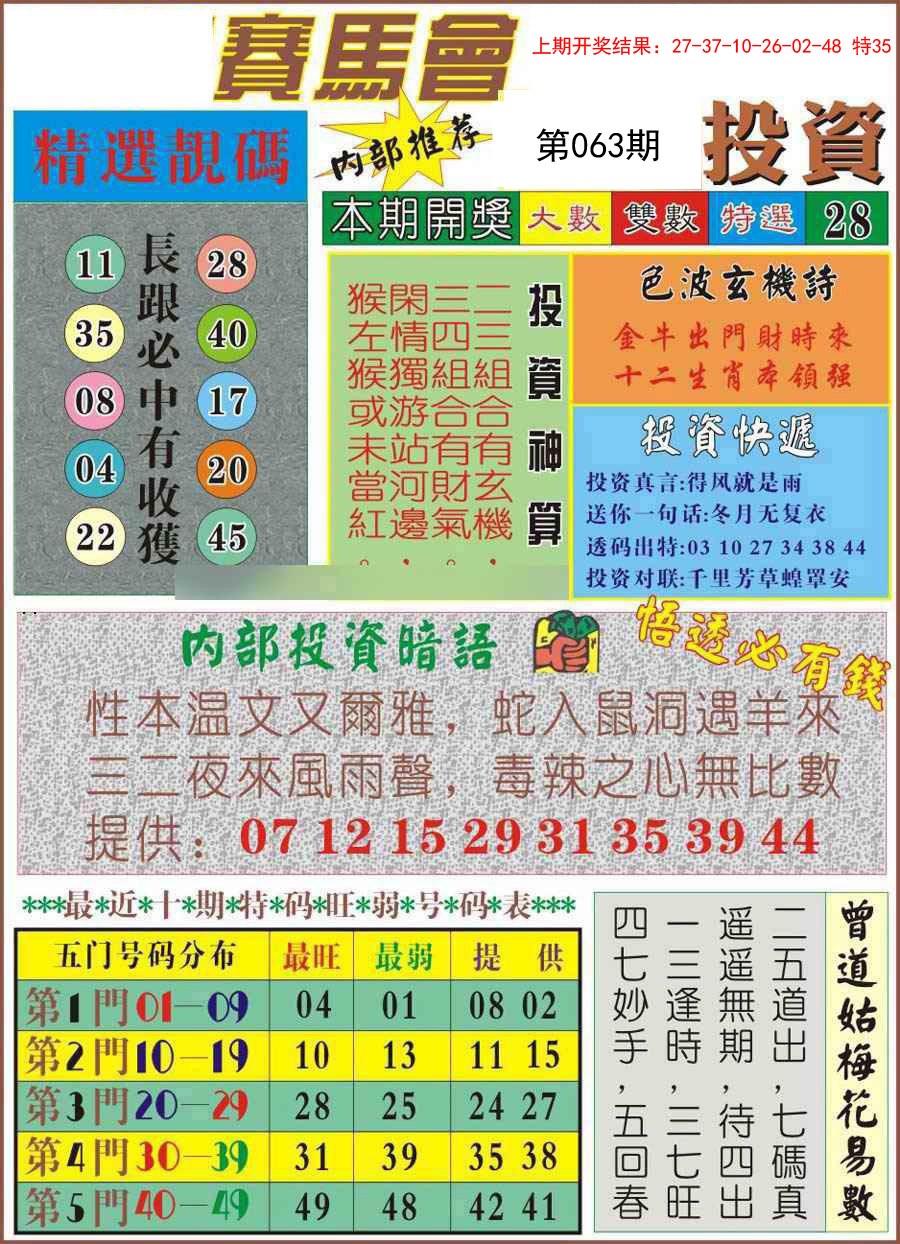 063期马会投资[图]