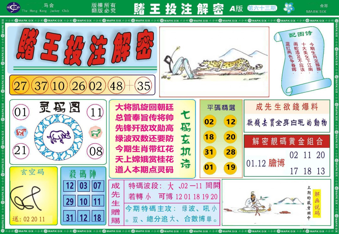 063期赌王投注解密[图]