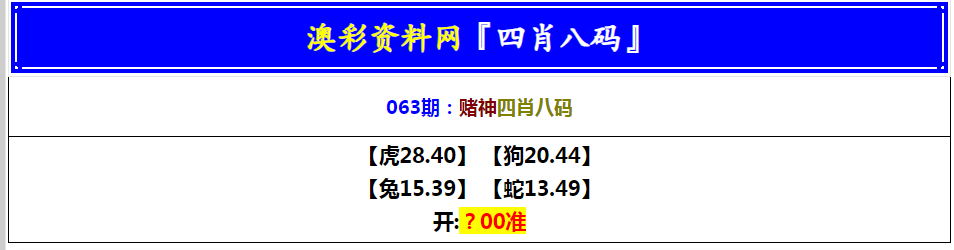 063期赌神四肖八码[图]