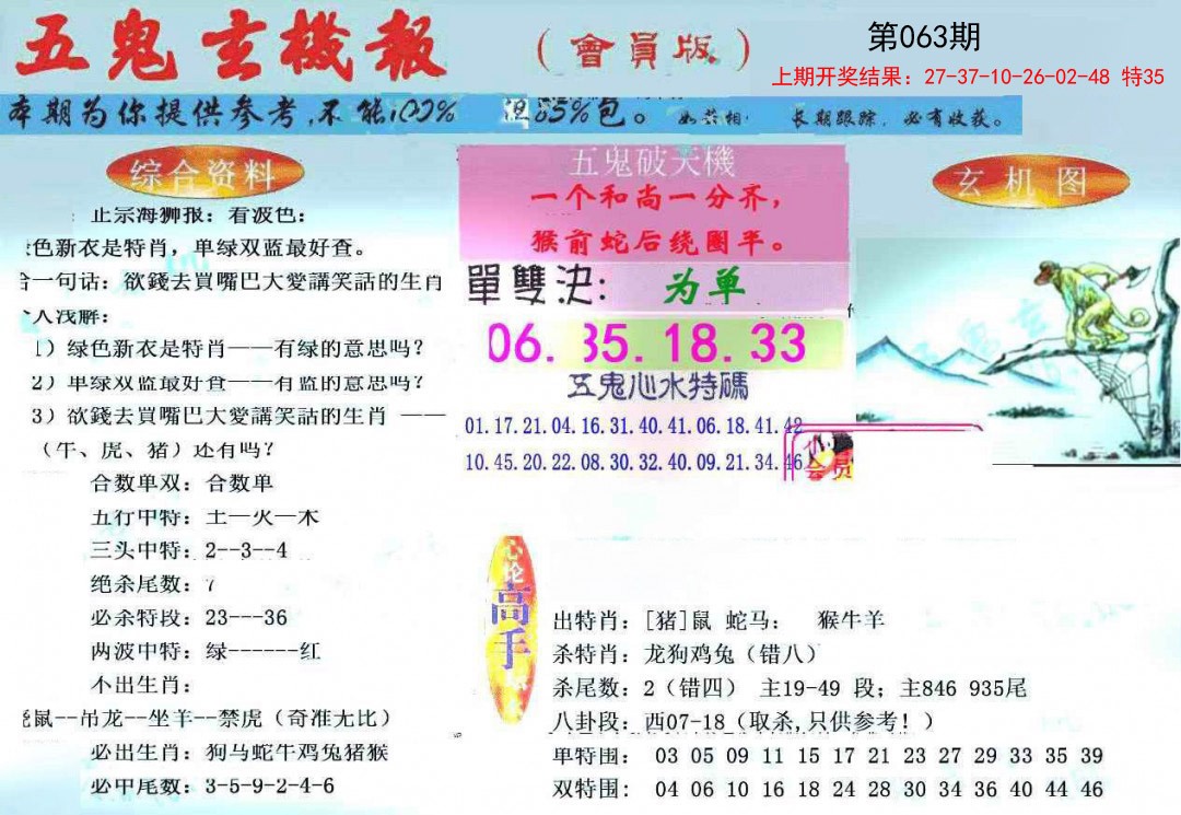 063期新五鬼玄机[图]