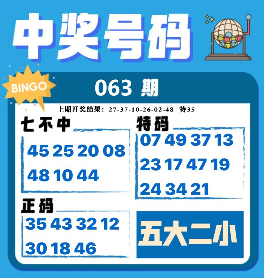 063期中奖号码[图]