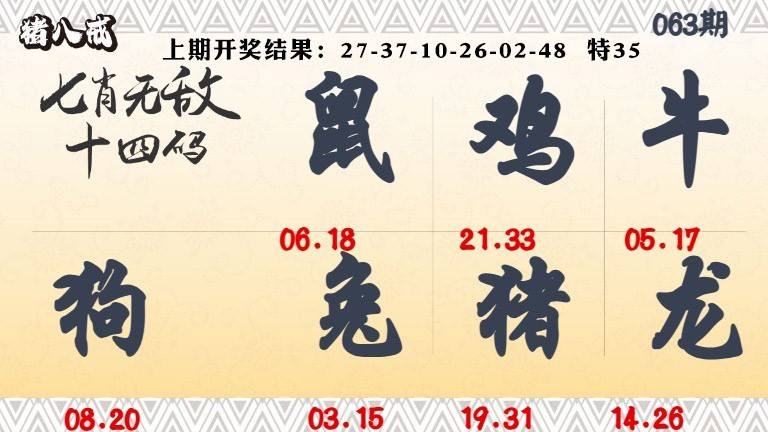 063期七肖无敌14码[图]