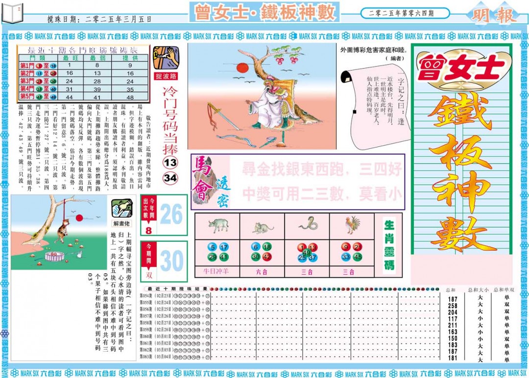 064期曾女士铁板神数A[图]