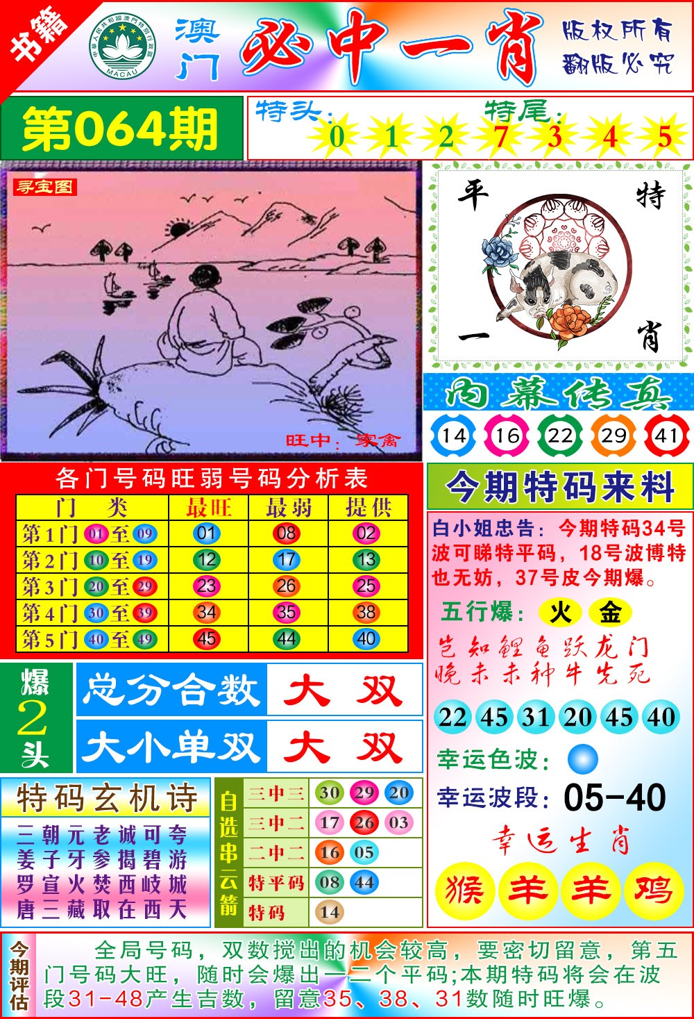 064期澳门玄机一特[图]