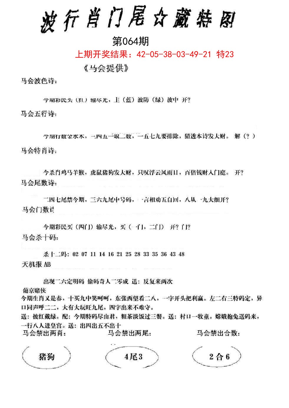 064期波行肖尾藏特图[图]