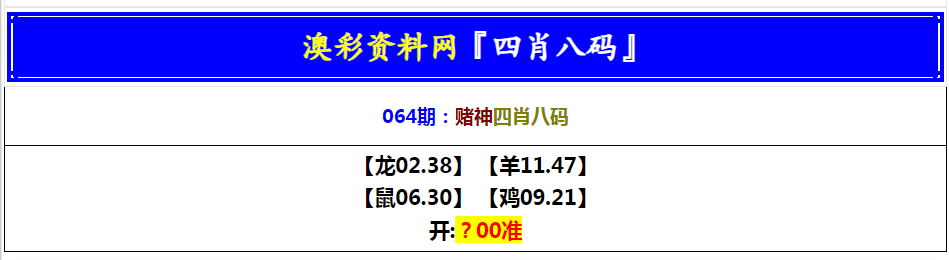 064期赌神四肖八码[图]