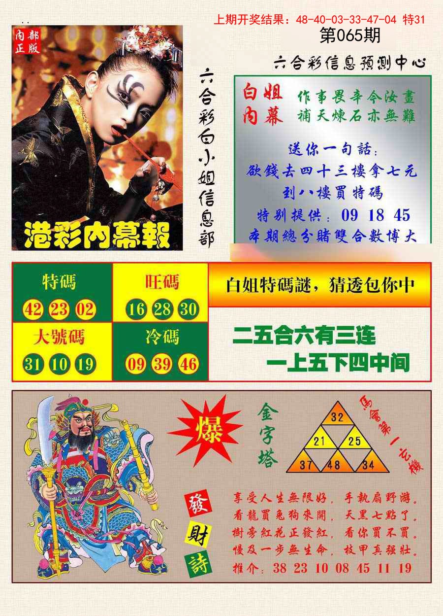 065期港彩内幕报[图]