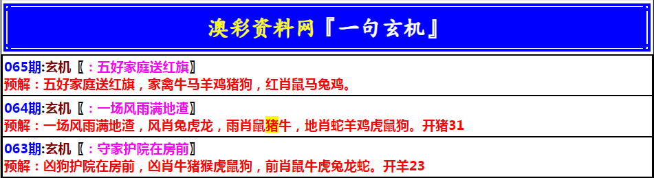 065期澳门一句玄机[图]