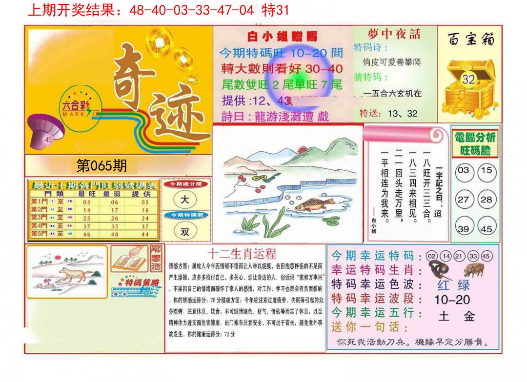 065期九龍奇迹A(推荐)[图]
