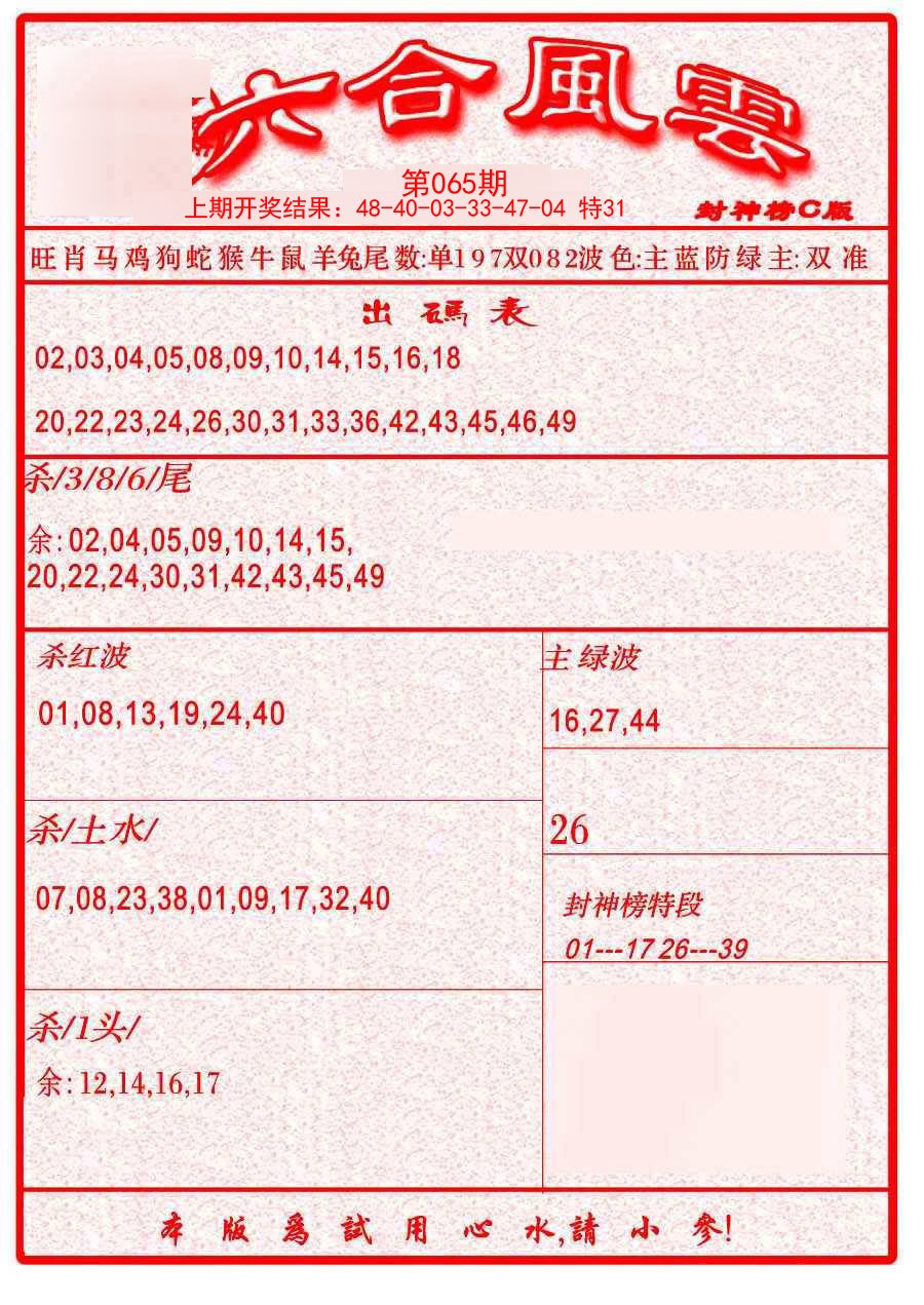 065期六合风云B[图]