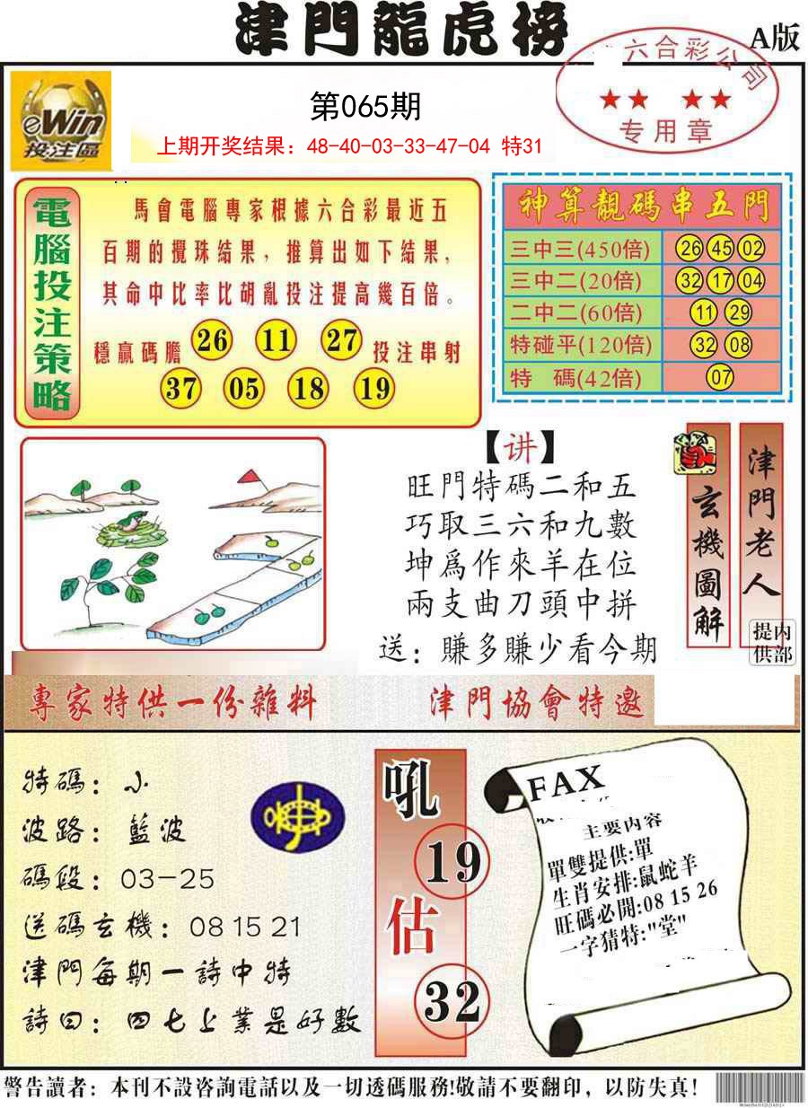065期津门龙虎榜A[图]