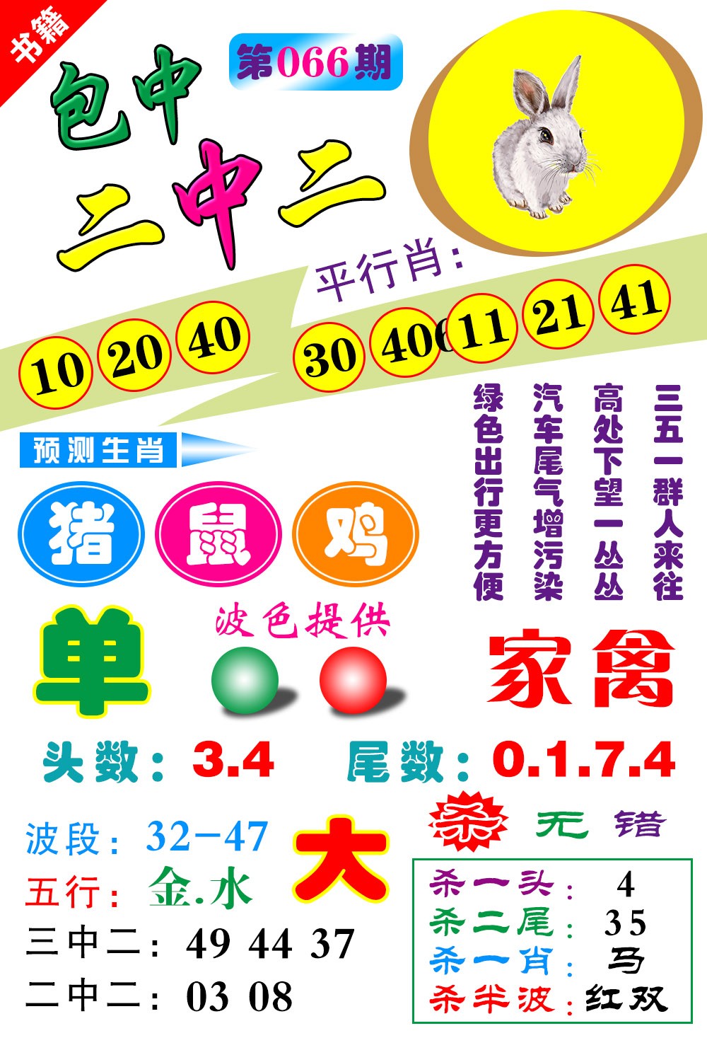 066期澳门预测生肖[图]