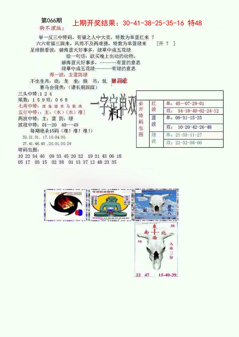 066期狗不理特码报[图]