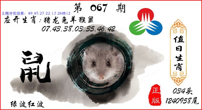 067期值日生肖[图]
