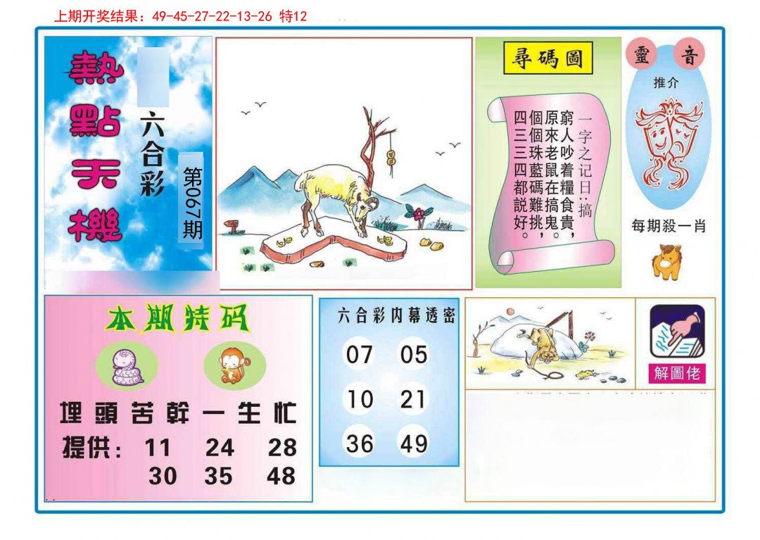 067期热点天机[图]