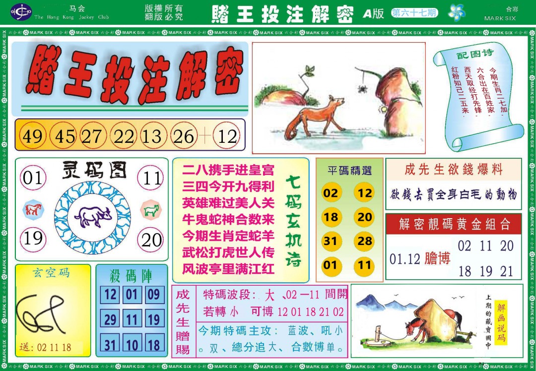 067期赌王投注解密[图]