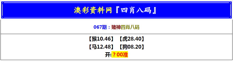 067期赌神四肖八码[图]