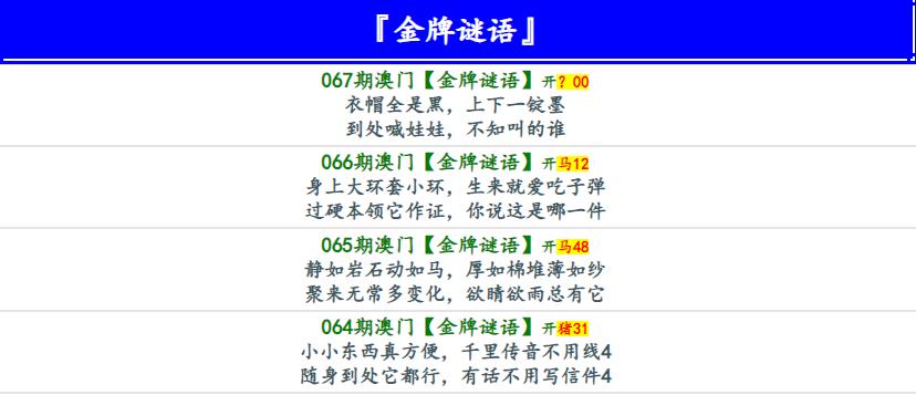 067期金牌谜语[图]
