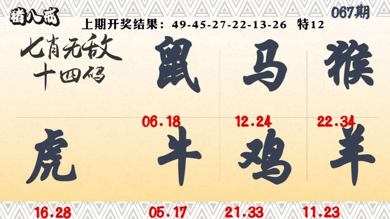 067期七肖无敌14码[图]