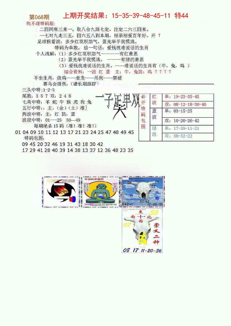 068期狗不理特码报[图]