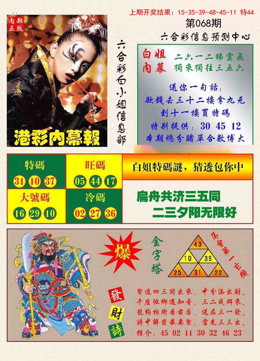 068期港彩内幕报[图]